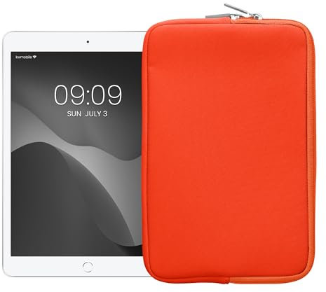 kwmobile Neoprene Pouch Compatible with 8-8,4 Tablet - Universal Sleeve Case Cover with Zipper for Tablet - Orange