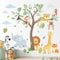 DECOWALL SG2-2418 Jungle Animals Tree Wall Stickers Elephant Giraffe Lion Safari Wall Decals Kids Nursery Baby Bedroom Living Room Home Décor