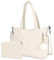 GADITIEK Cord Tote Bag Shopper Tasche Damen Umhängetasche Groß, Handtasche Damen Groß für Arbeit Büro Reisen Einkaufen Schule (Weiß)