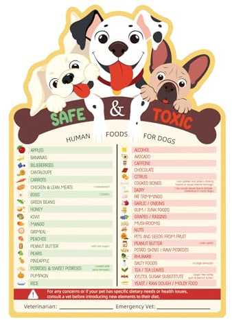 BOXOB Dog Feeding Chart Fridge Magnet, Food Dogs Can or Can’t Eat | 9.75x6.75in Feeding Sign Safe Food Chart Nutrition Guide for Pet Owners