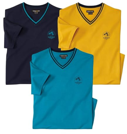 ATLAS FOR MEN - 3er-Pack T-Shirts mit V-Ausschnitt - 3XL