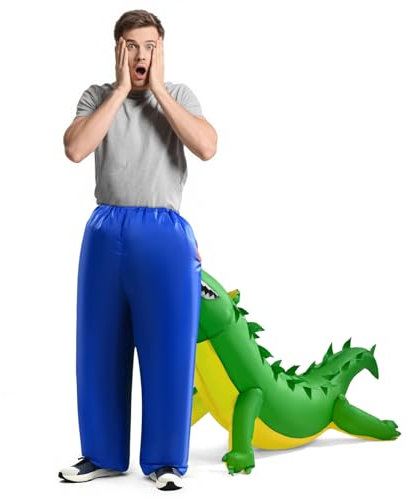 Yamvisa Inflatable Costume for Adults, Crocodile Bite Halloween Blow Up Costume For Halloween Cosplay Party Funny Inflatable Costumes for Men & Women (Style A-Crocodile)