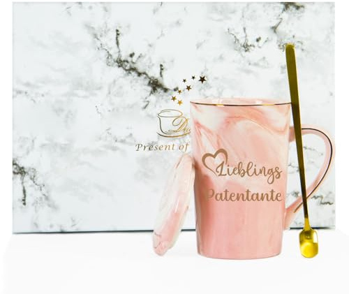 Verdaxis Patentante Geschenk, Geschenke Weihnachts für Lieblings Patentante, Geschenk für Patin zum Geburtstag Weihnachten Muttertag, Tasse mit Spruch Beste Patin, 400ml Rosa Kaffeetasse