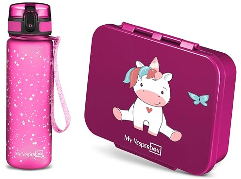 My Vesperbox - Bia Set – Brotdose & 500ml Trinkflasche für Kinder – auslaufsicher & BPA-frei – Lunchbox für Schule & Kindergarten - Bento Box Set
