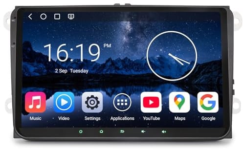 9 Zoll Autoradio für VW Caddy Polo 6R Passat B6 Golf 6 Bora Caddy T5 Tiguan Golf 5 Radio mit Qualcomm 8 Kern 4GB+64GB Android 14 Wireless Carplay & Android Auto WiFi 4G SWC Touchscreen Canbus