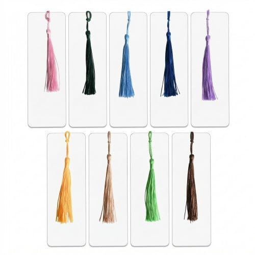 20 Stück Transparente Acryl Lesezeichen Rohlinge (5x15 cm) + 20 Quasten Zufällige Farben, DIY Lesezeichen Personalisiert zum Basteln, Bemalen und Gestalten, Dicke 0,3 mm