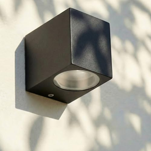 Maxkomfort Außenwandleuchte Schwarz mit 1x GU10 Fassung – IP54 Downlight für Balkon, Terrasse & Fassade – Lichtausrichtung nach unten – Aluminium
