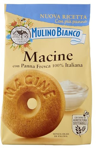 Mulino Bianco Biscotti Frollini Macine con Panna Fresca, Colazione Ricca di Gusto, Senza Olio di Palma, 350 g