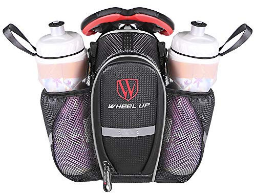 XPhonew Satteltasche für Fahrrad, mit zwei Flaschenbeuteln, wasserdicht, schwarz