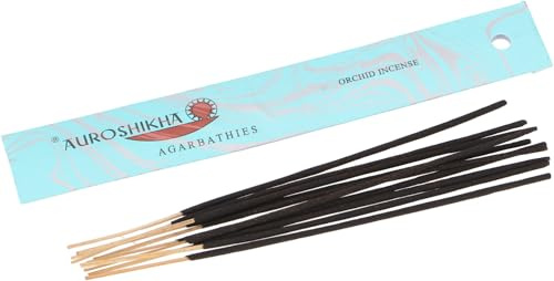Auroshikha Räucherstäbchen - Indische Aromadüfte, Orchid Incense | Handgefertigte Räucherstäbchen, 10 g Packung, traditionelle Herstellung, sozial verantwortlich, aus dem Sri Aurobindo Ashram.