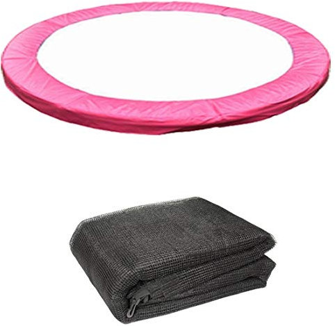 Greenbay Rosa Trampolin Randabdeckung Federabdeckung Randschutz Abdeckung mit Schwarz Sicherheitsnetz Netz Fangnetz | 427cm für 8 Stangen Trampolin