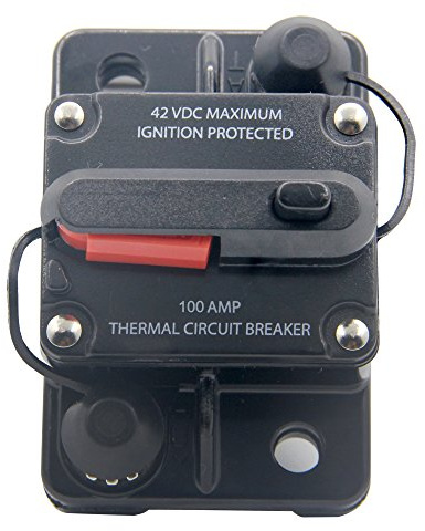 RKURCK 12V- 42VDC 100A Manual Reset Circuit Breaker,Fuse holder for Car Automotive Marine Boat Audio 100Amp