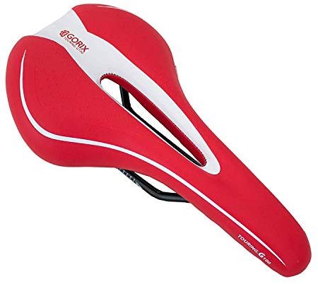 GORIX Fahrradsattel Sitz Bequemes Kissen mit Rail Mountain Road Fahrrad für Männer und Frauen (GX-C19) (Rot × Weiß)