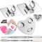 Palette Miscelazione Trucco, Yueser 3 pezzi Palette Anello in Acciaio Inossidabile con Strumento Spatola per Nail Art Foundation di Miscelazione Ombretto Trucco