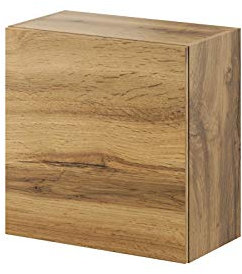 Furniture24 Hängeschrank Vigo Quadrat, Wandschrank mit 1 Tür, Schrank, Kommode, Wohnzimmerschrank, Grifflose Öffnen, Push to Open (Wotan Eiche)
