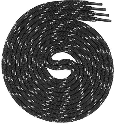 Swissly runde schwarz graue Schnürsenkel für Arbeitsschuhe und Trekkingschuhe aus 100% Polyester, Farbe: schwarz grau, Länge: 140cm