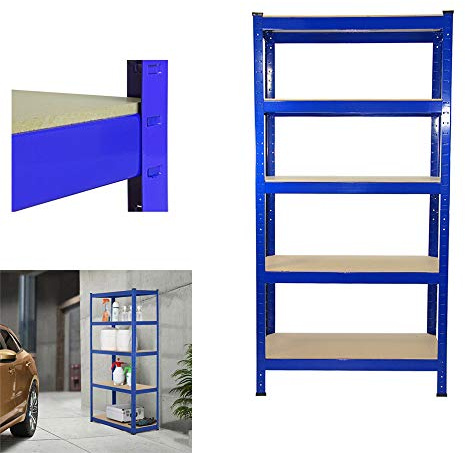 EFAN Heavy Duty 5 Tier Garage Shelving Units Racking Boltless Metal Storage Shelves Utility, 175KG Per Shelf, Blue, 150cm x 70cm x 30cm, for Garage, Kitchen, Office, Workshop