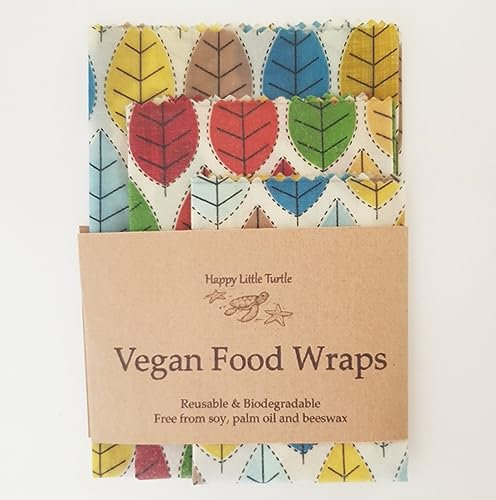 Vegan (non beeswax) set of 3 wraps - self clinging - reusable, biodegradable and eco-friendly