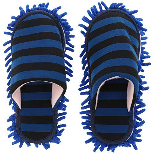 Waschbar Reinigung Schuh Staubwischen Mop Hausschuhe Waschbar Staubwischschuhe Schuhe Decken Mikrofaser Staubbodenreiniger für Badezimmer Küche Hausreinigung Blau Mikrofaser Fuß Socke