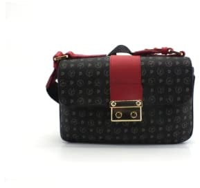 Pollini BORSA HERITAGE PVC NERO+VIT.LACCA