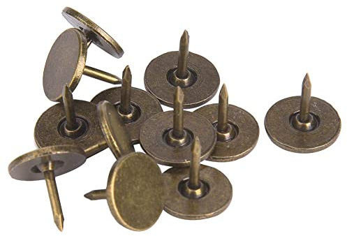 100 Stück Polsternägel, Flachkopf Reißnadel Sortiment Set Möbel Nagel Eisen Künstlerbedarf Zubehör für Tür Sofa Polsterdekoration - Cyan Bronze (11 x 11MM)