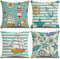 ZHAOMIMI 4er Set Dekorativ Kissenhülle Baumwolle Leinen Kissenbezug Dekokissen Sofakissen für Couch, Auto, Schlafzimmer 45x45 cm (Navigation Bunt)