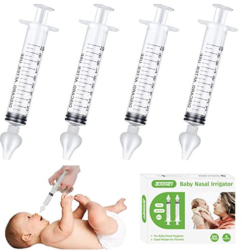 JUSONEY - Jeringa nasal para bebé – Profesional mosca para riego con puntas nasales de silicona de alta calidad limpias y reutilizables (4 piezas)