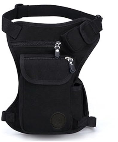 Hebetag Riñonera de lona para exteriores, para hombres y mujeres, viajes, táctica, motocicleta, ciclismo, senderismo, camping, muslo, cadera, casual, color negro