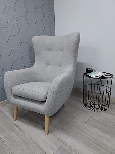 MartHome Ergonomischer Polstersessel GABI - Skandinavischer Sessel Relaxsessel Wohnzimmerstuhl - Schlafzimmer Velour Stuhl Fernsehen, Lesen - Stilvoller Wohnzimmersessel (Grau P92, ohne Fußstütze)