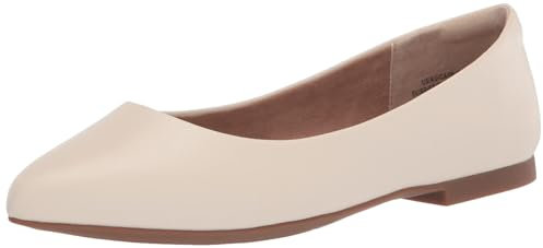 Amazon Essentials Women's Pointed-Toe Ballet Flat, Ivory, 7 UK Wide
