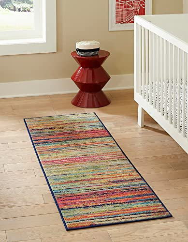 Unique Loom Azalea Collection Area Rug - Kehr (Runner 2' 0 x 8' 0, Turquoise/Teal)