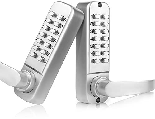 CODACE Keyless Entry Door Lock with Keypad, Double Sided Keypad Door Lock with Handle, Digital Front Door Lock Set, Combination Mechanical Gate Lock for Outdoor Fence, Passage Mode- Not Deadbolt