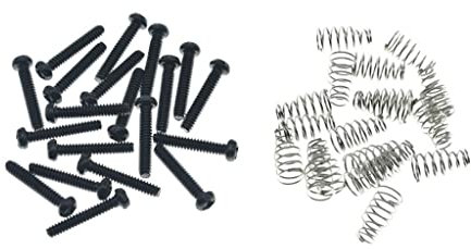KAISH 20 Stück Edelstahl American #6-32 Single Coil Tonabnehmer Schrauben mit Federn für Stratocaster / Telecaster schwarz