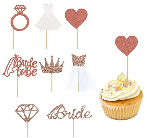 32 Stück Rose Gold Glitter Band Ringe Hochzeit, Brautparty, Jubiläum, Party-Deko-Zubehör, Cupcake-Topper, Geburtstagsfeier für Brautparty, Verlobungsfeier, Junggesellenabschied