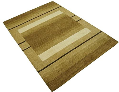 140X200 cm Teppich 100% Wolle Compatible with Braun Gold Beige Orientteppich Handgetuftet HT584