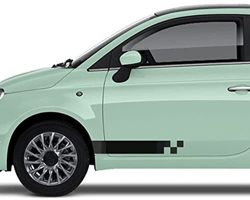 Auto-Dress Seitenstreifen Aufkleber Set/Dekor passend für FIAT 500 - Motiv: Karo (252 Ocean, Kurz)