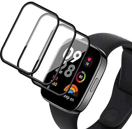 TUTUO [3 Pezzi Protezione Schermo Compatibile con Xiaomi Redmi Watch 3 Pellicola Protettiva (NOT per Watch 3 Active), Bubble-Free, Anti-Scratch, Soft HD TPU Film, [Applicazione Facile] - Nero