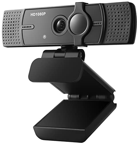 Webcam with Microphone, Distortion-Free Privacy Cover, 1080P, USB Camera, Plug, Microphone, Full Ultra HD Webcam, Video Camera, Calls, Conferences, Streaming for