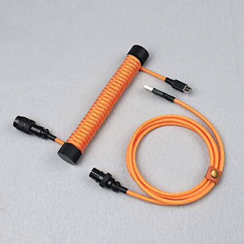 Câble Spiralé À Double Manchon, Enrouleur De Tige Fixe, Connecteur Aviateur Détachable, Câble USB-C pour Clavier Mécanique (Color : Orange)