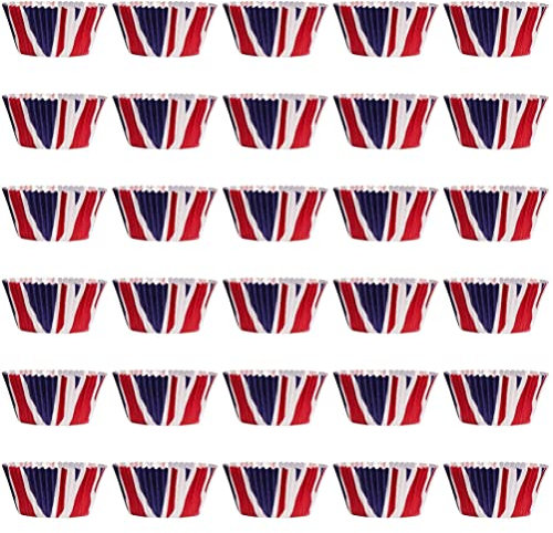 Kichvoe Cupcake-Pappbecher Mit Union Jack- 200 Stück Muster Papier Mit Britischer Britischer Flagge Backförmchen Muffinförmchen Queen-Elizabeth-Jubiläumsgeschenke