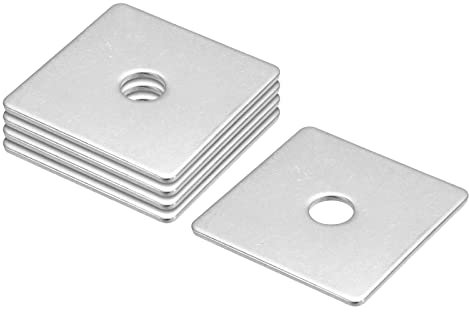 QUARKZMAN Arandela Cuadrada, 5uds M10x50x50x2mm 304 Acero Inoxidable Placa Cuadrada Arandelas Plana Almohadilla Espaciador Junta para Herrajes Sujetador