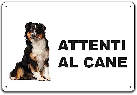 Phonecasing Cartello Segnale Attenti al Cane in Alluminio 3 mm Composito (30 cm x 20 cm, Australian Shape)