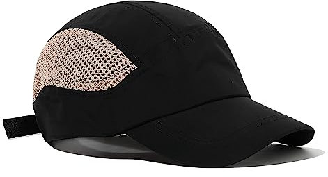 Clakllie Short Brim Baseball Cap Mesh Basecaps Adjustable Men’s Trucker Snapback Cap Outdoor Schnelltrocknend Cap Atmungsaktiv Cap Kurzer Schirm,Black