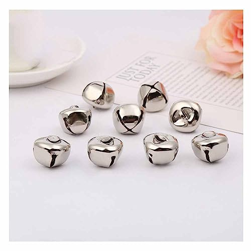 SHTGOI 100 Stück Kleine Glocken zum Basteln Rostschutz Metallglöckchen Glöckchen Schellen mit Öse Schlittenglocken Kreuzschellen für Schmuck Basteln Geschenkverpackung Weihnacht Fest Deko 10mm Silber