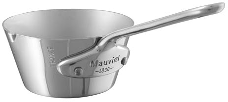 Mauviel M'Minis - Mini padella in acciaio inox con bordo versante e manico in acciaio inox, 0,15 litri, prodotta in Francia