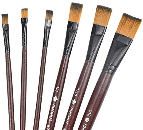 Volumoon 6 Pcs Pinceaux Kits, Pinceaux de Peinture à l'huile pour Aquarelle, Gouache Acrylique Peinture Brosse, Pinceaux pour Enfants, Amateurs de Peinture, Débutants, Artistes, Taille 2/4/6/8/10/12