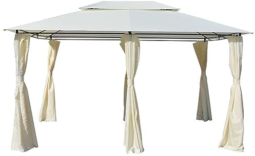 ARKEM Gartenpavillon mit Gardinen 4x3 m Weiß Faltpavillon 4x3 Wasserdicht Ruckzuck Zelt