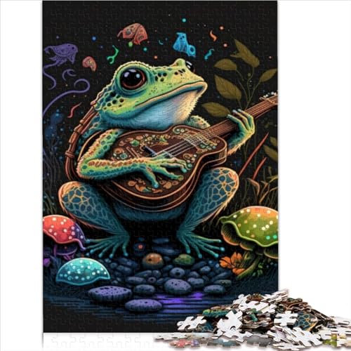 Puzzles für Erwachsene 1000 teiliges Puzzle Frosch spielt Banjo Holzpuzzle für Erwachsene und Kinder ab 12 Jahren Heimdekoration 1000 Teile (75 x 50 cm)