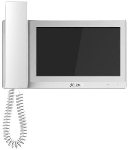 Dahua VTH5221EW-H Interphone vidéo IP Moniteur intérieur à écran tactile de 7 pouces avec corne et PoE (cadre blanc)