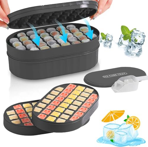 Homhut Cubiteras Para Hielo Con Tapa 72Pcs Cubitera Silicona Fácil Qquitar e Apilable Ice Cube Tray Tapas Antiderrames para Alimentos para Congelador/whisky/fruta(Verde)